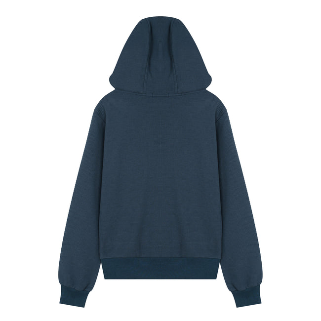 American-style Distressed Letter-print Hooded Zip-up Sweatshirt Jacket Main Image