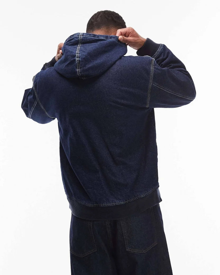 Denim Zip-Up Hoodi
