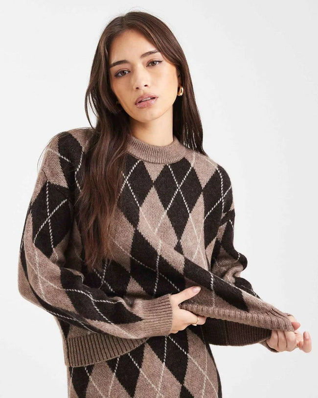 Argyle Knit Sweater & Skirt Set Main Image