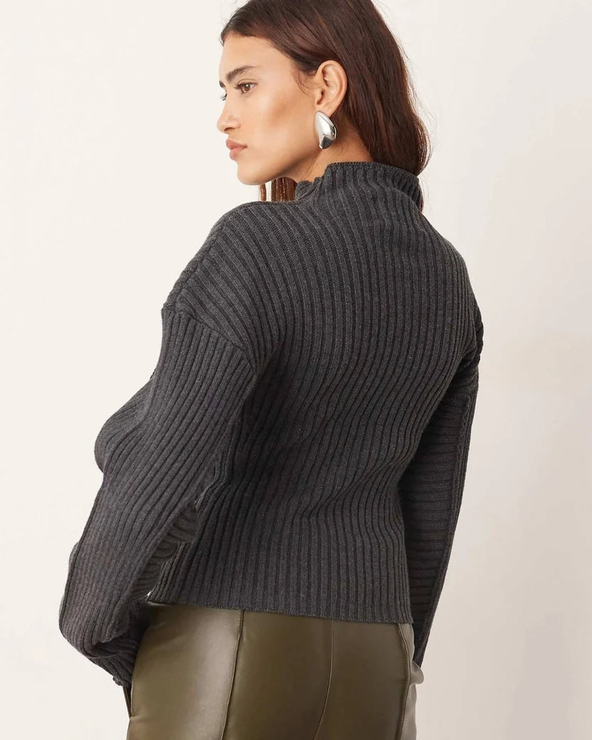 Cut-Out Ribbed Knit Sweater