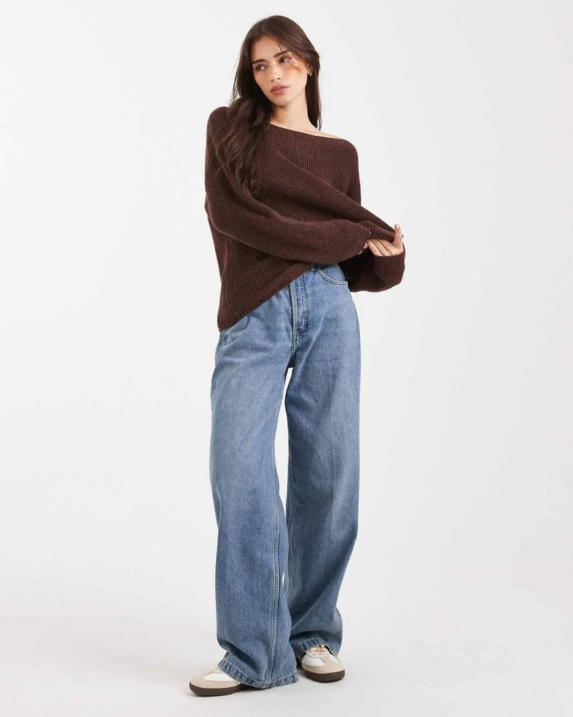 Off-Shoulder Knit Sweater