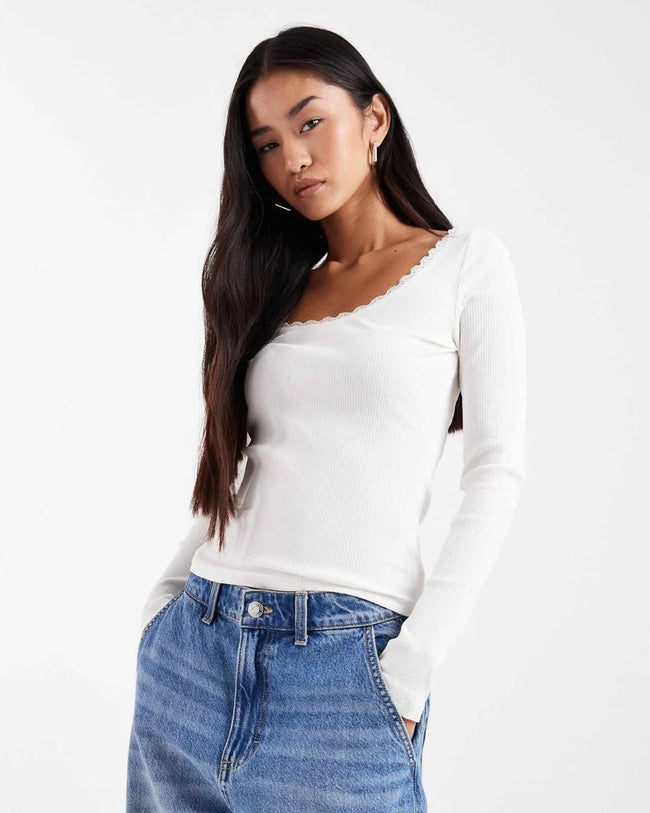 Square-Neck Long Sleeve Top Hover Image