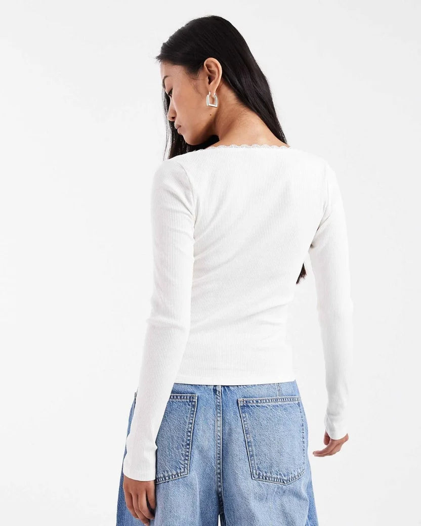 Square-Neck Long Sleeve Top