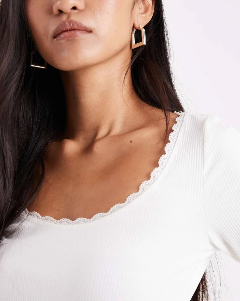 Square-Neck Long Sleeve Top