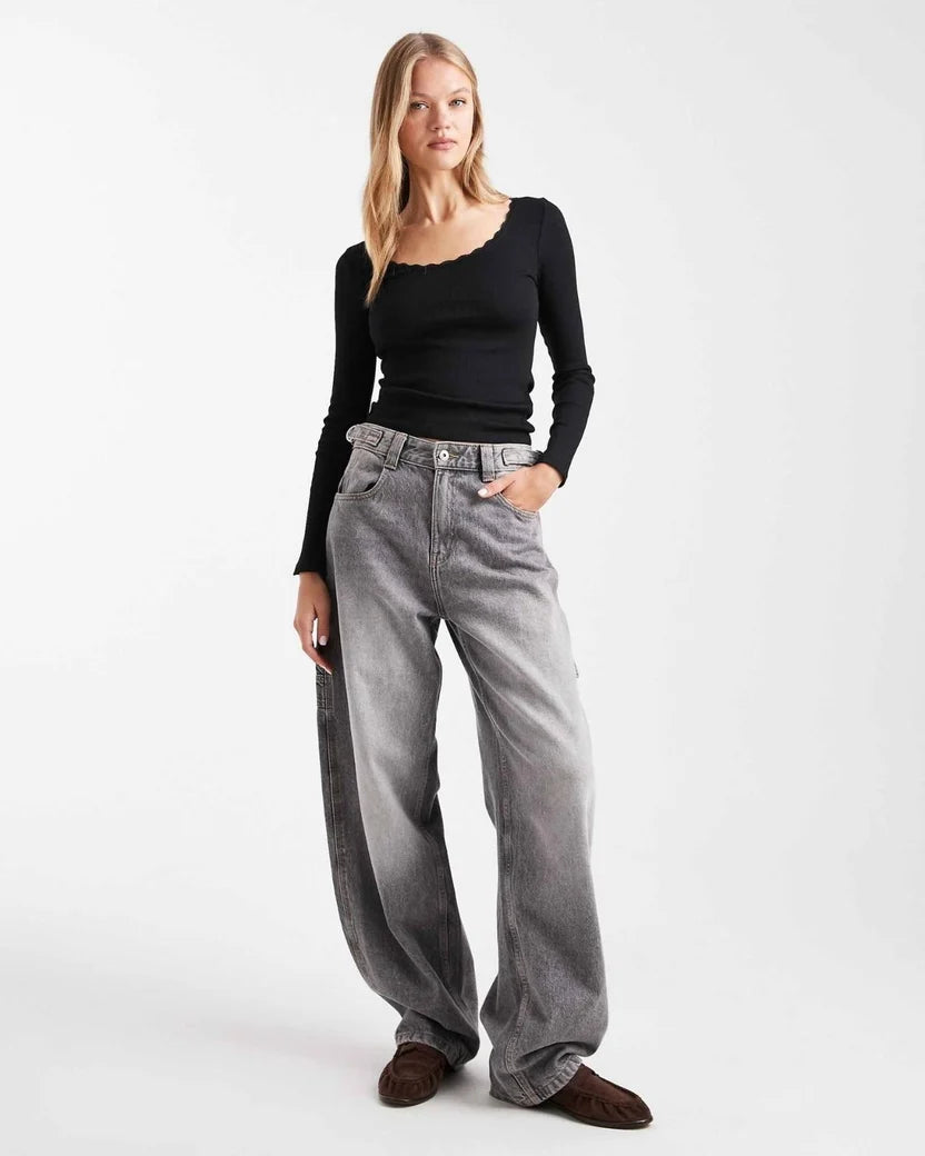 Square-Neck Long Sleeve Top