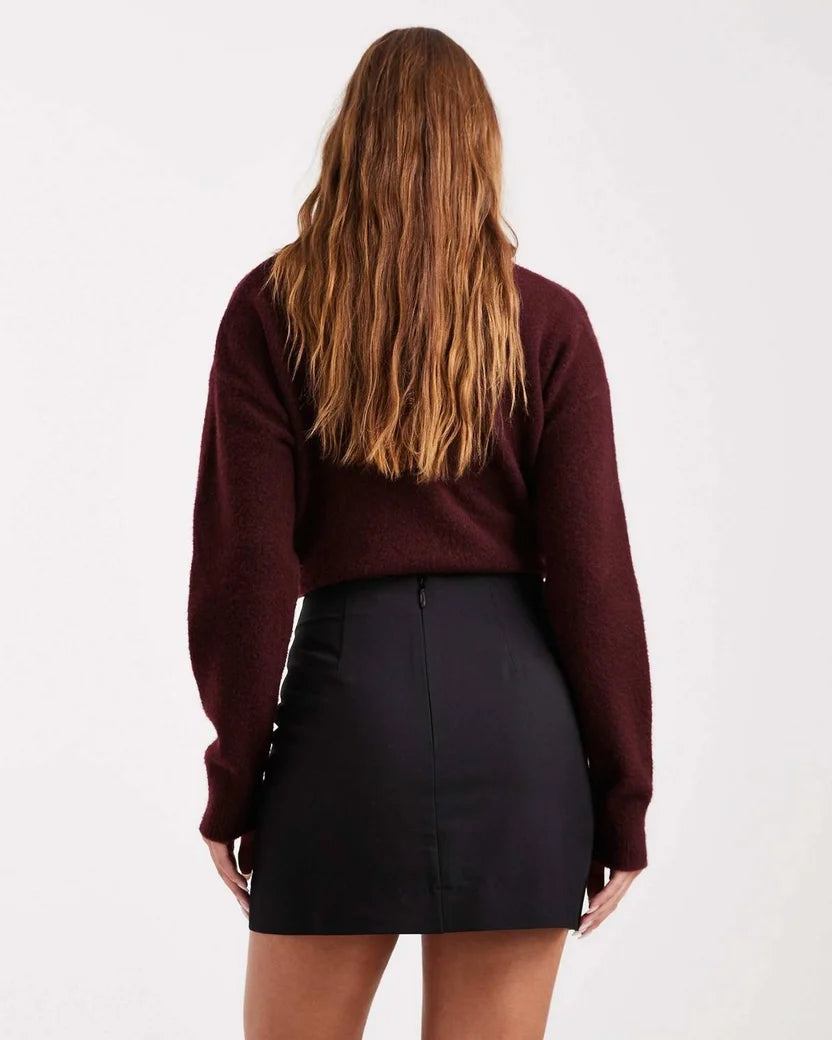 Minimal Front-Slit Mini Skirt