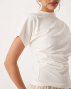 Draped Mock Neck Tee