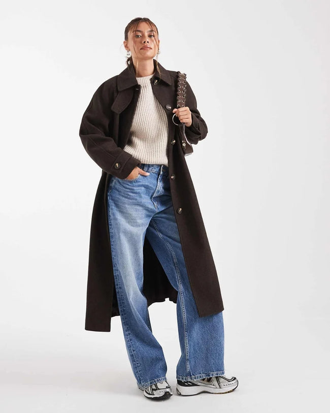 Long Wool Blend Coat Hover Image