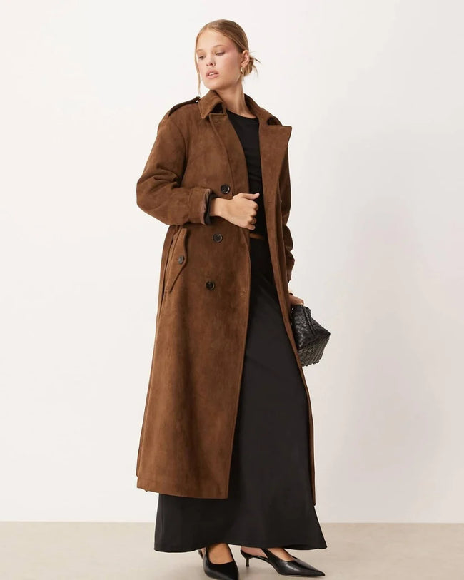 Suede Trench Coat Hover Image