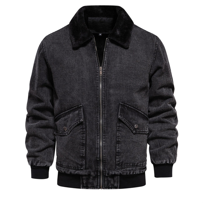 Men's Plush Denim Jacket In European Size Main Image